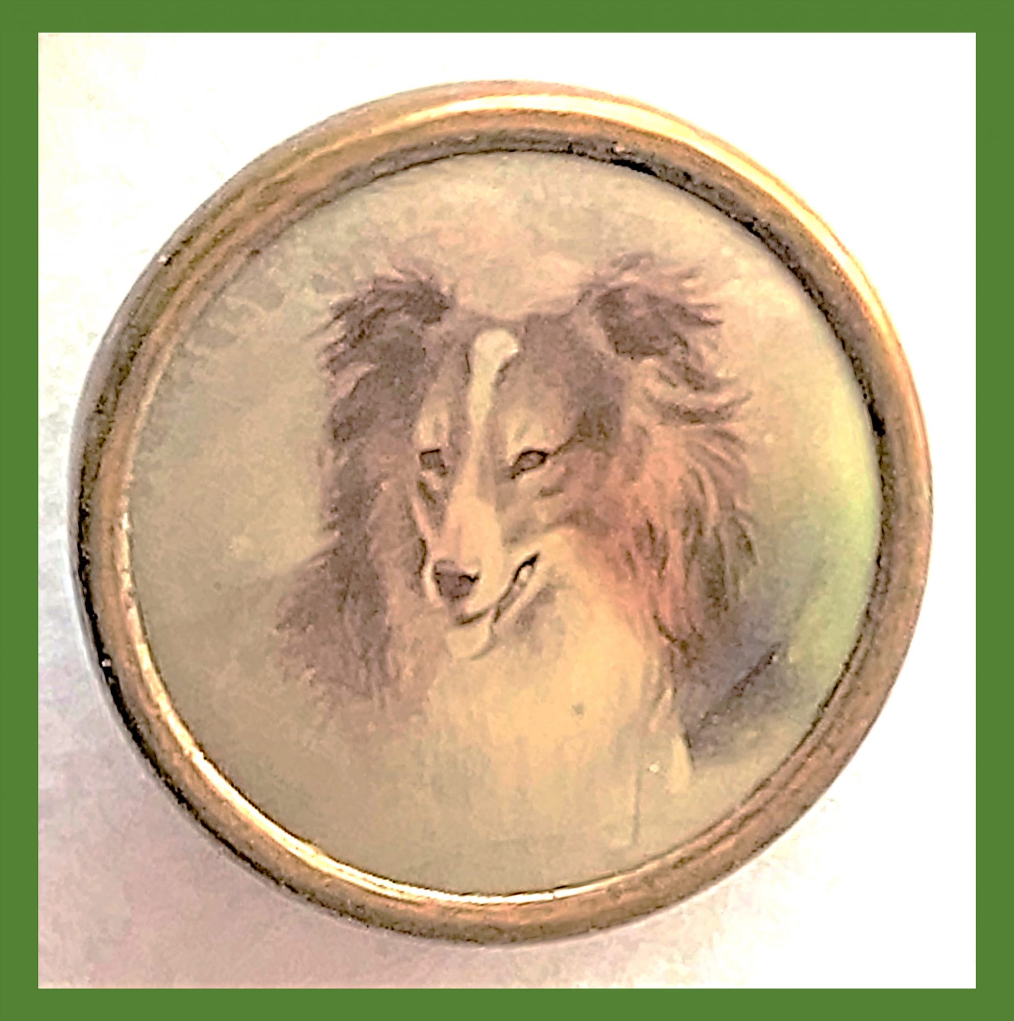 1 of a set of litho buttons of different dogs button