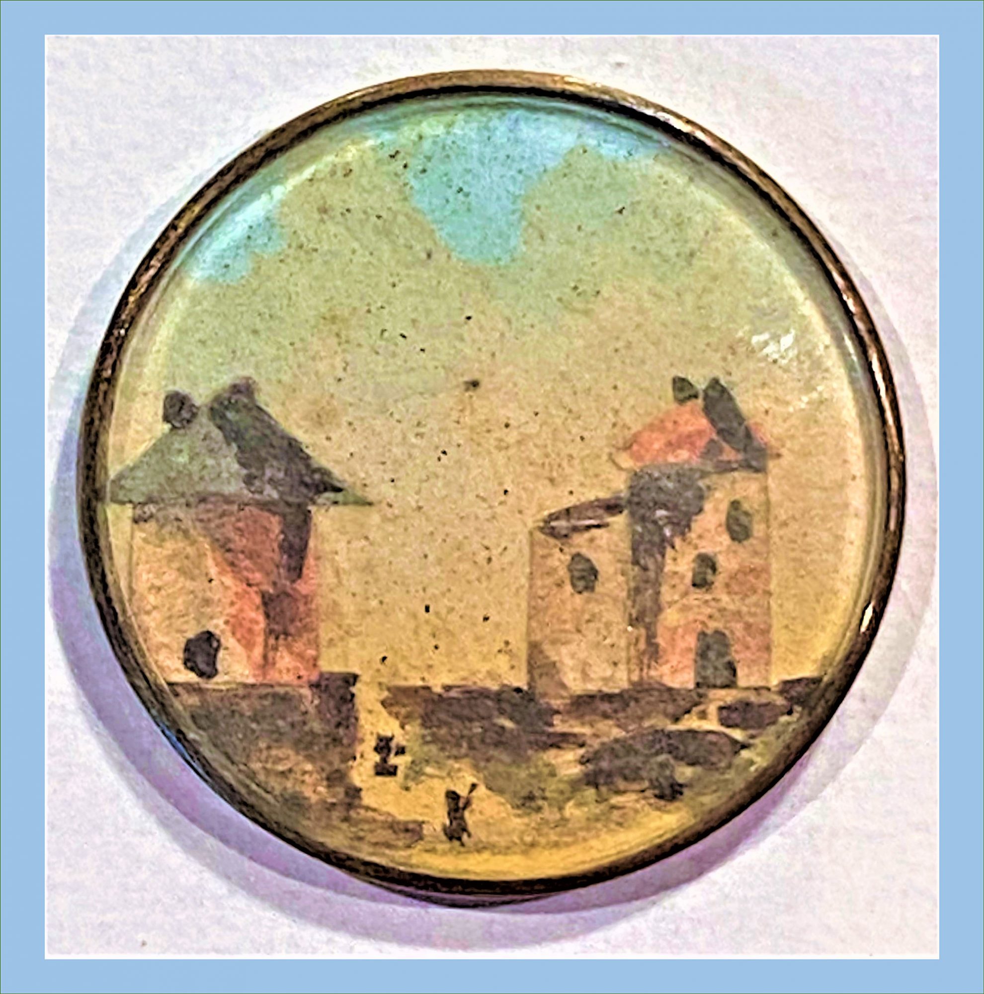 18th century decoupage under glass button