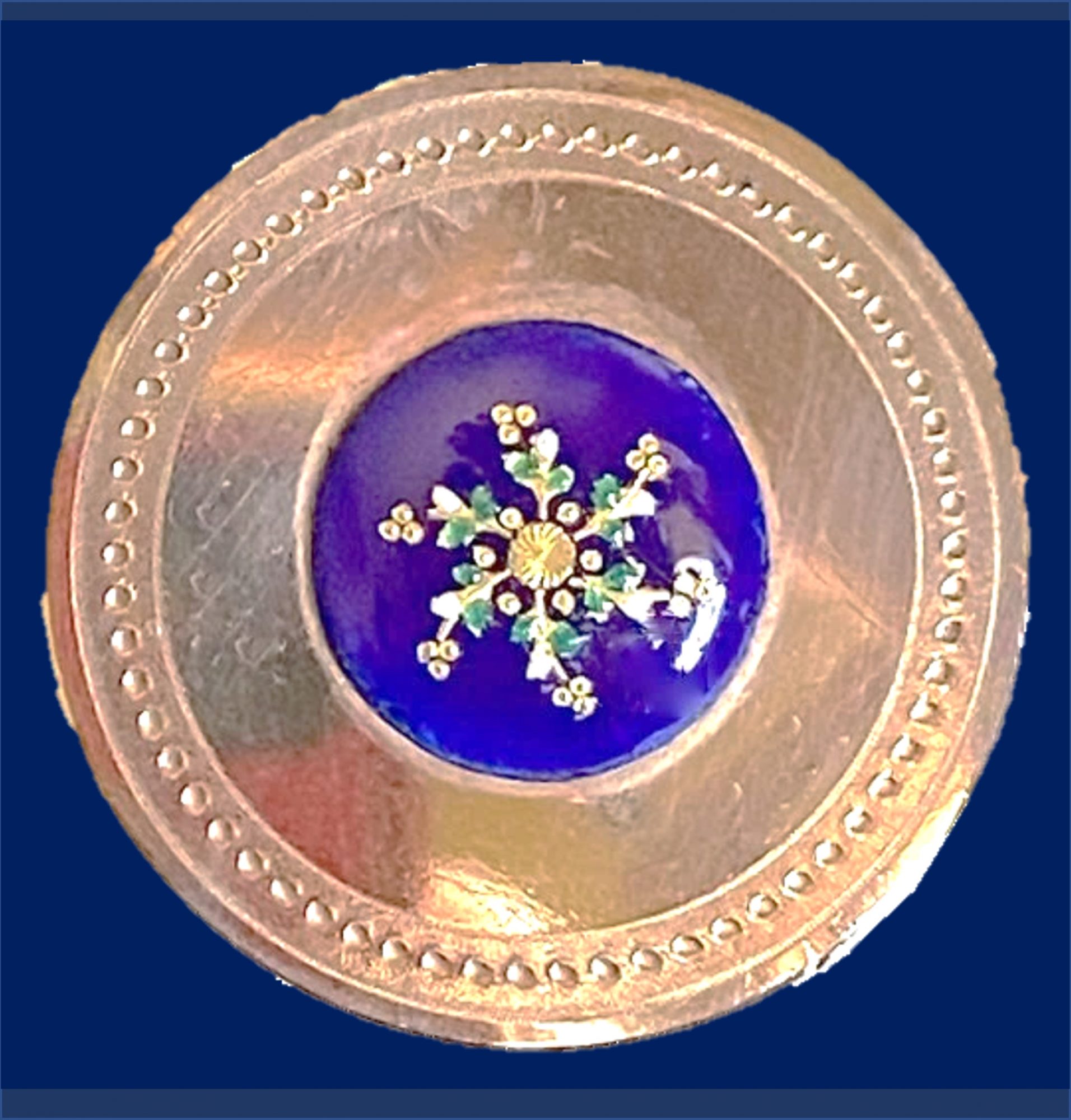 19th century enamel plaquette on copper button