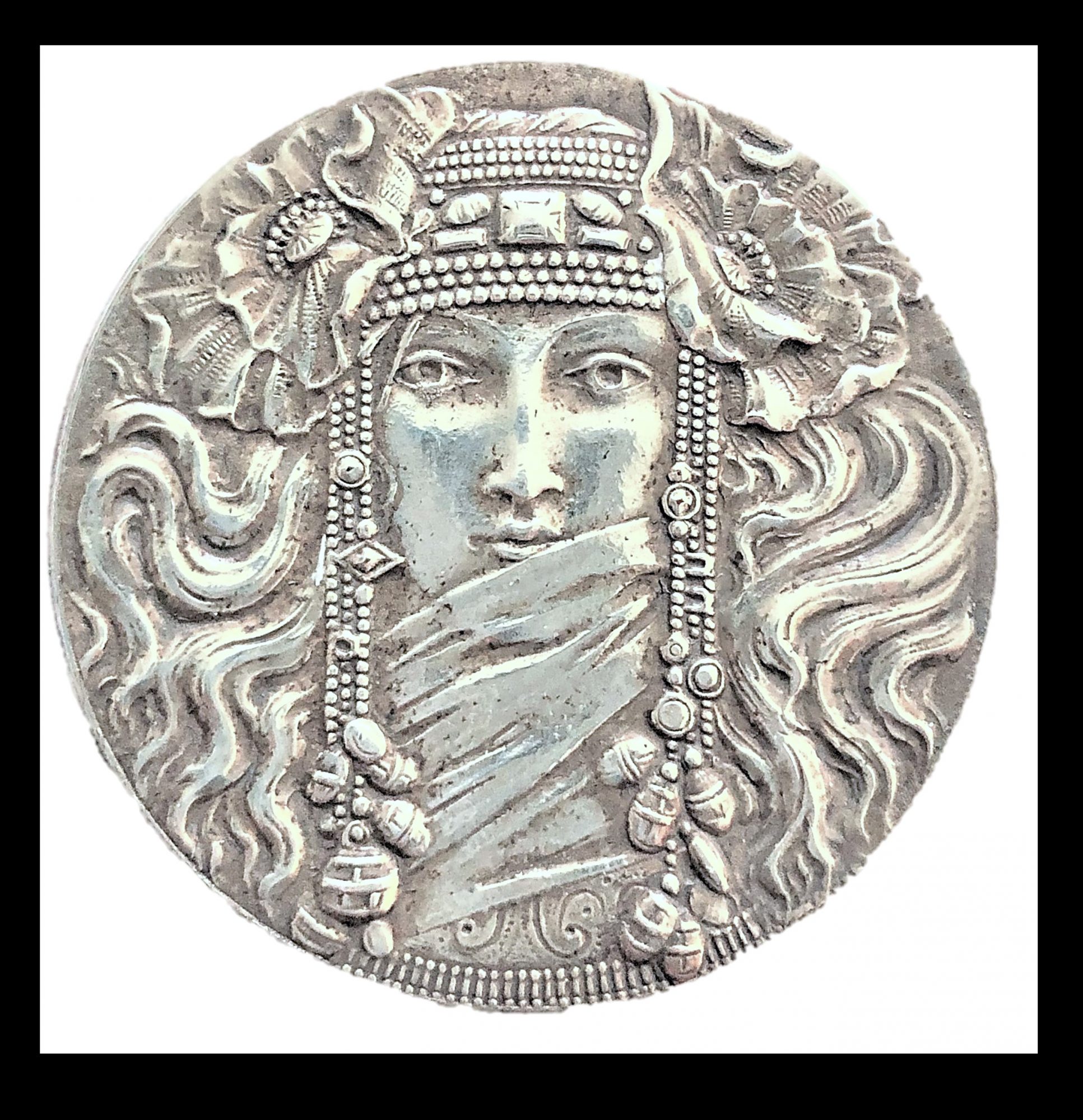 Art nouveau silver button