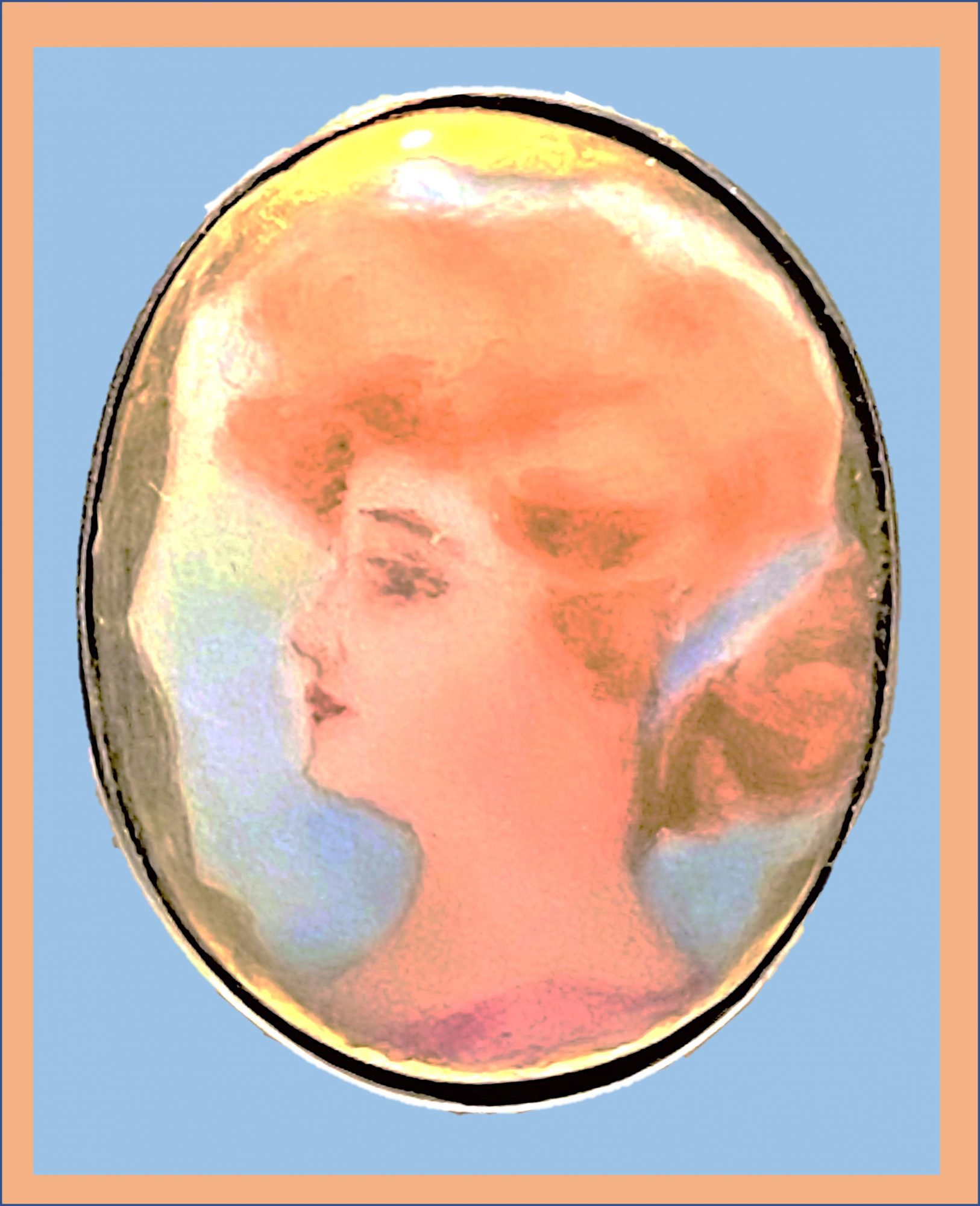 Hand painted porcelain red head button