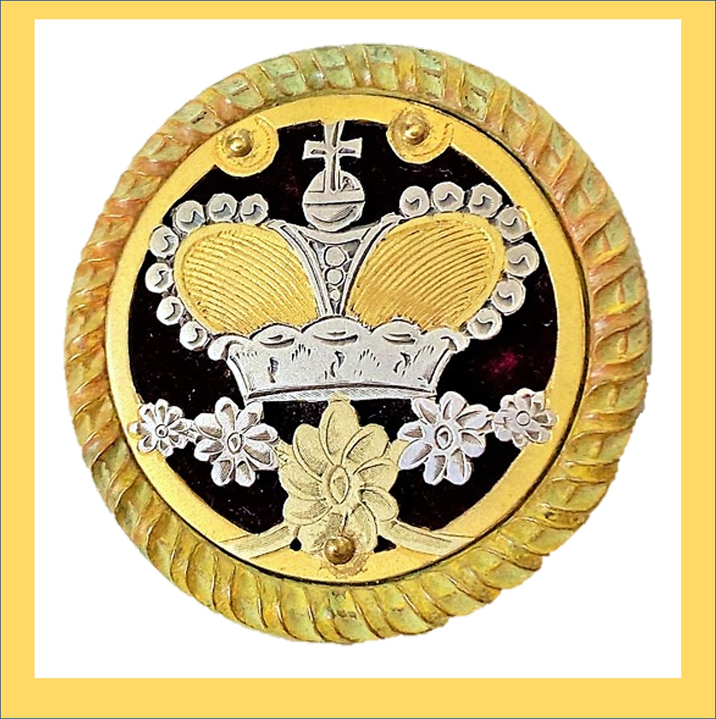 Rare velvet background crown button