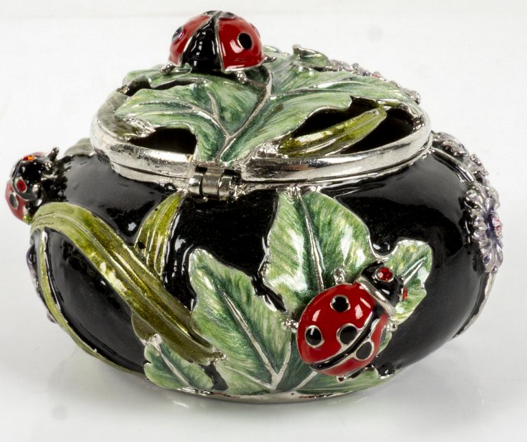 Jay Strongwater enameled ladybug trinket box