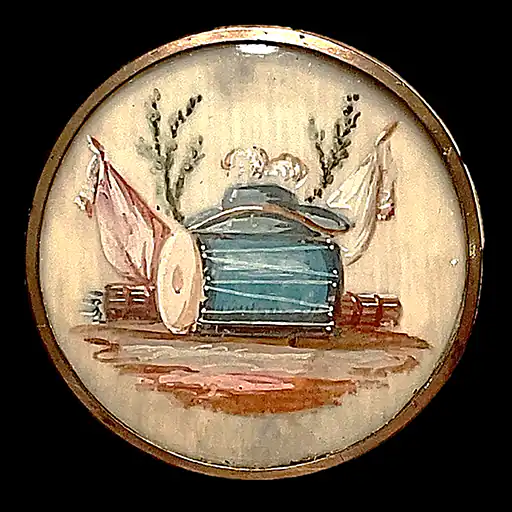 A Beautiful Hand Painted Under Glass 18Th Century Button