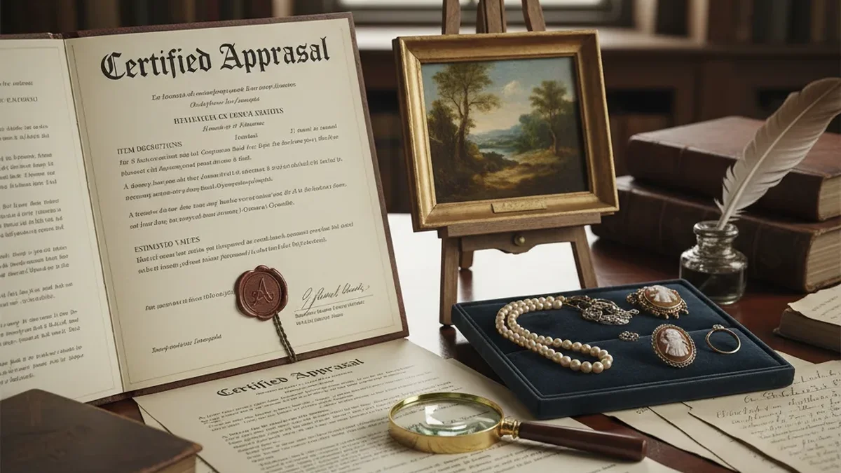 Different types of antique appraisal documents