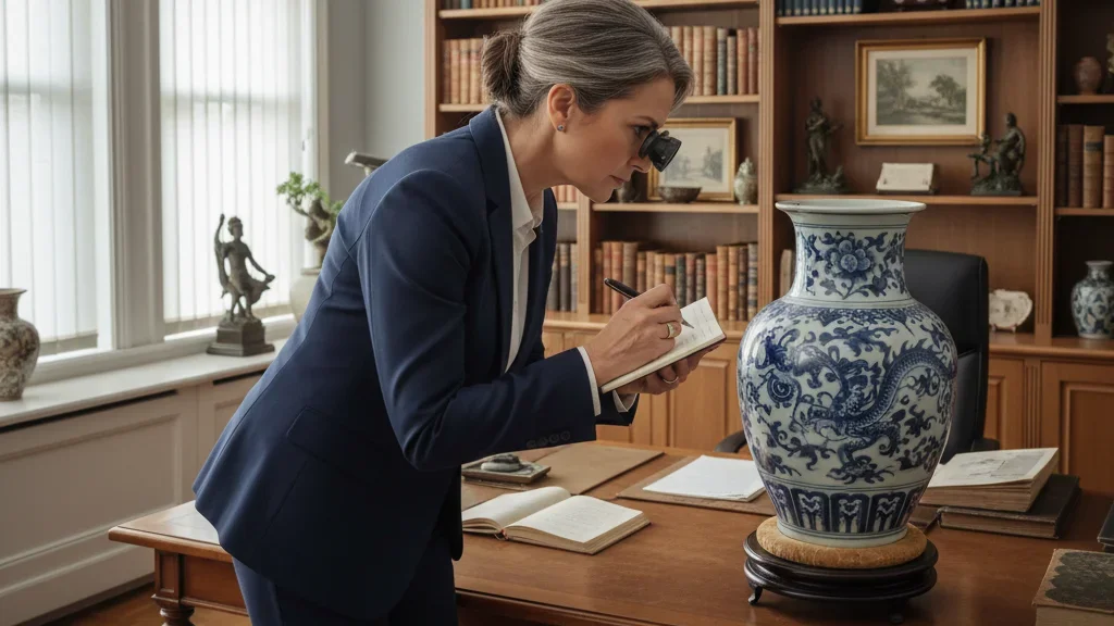 Estate sale company organizing items in a Florida home