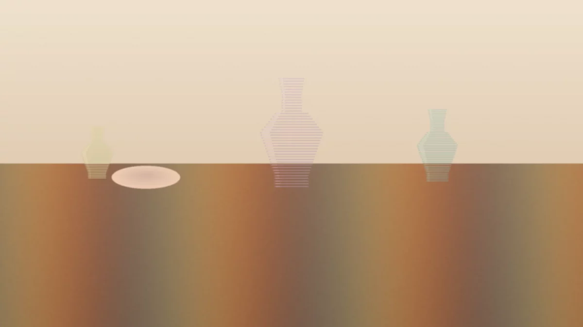 Vintage Hull pottery vase with pink and blue matte glaze in the Wildflower pattern