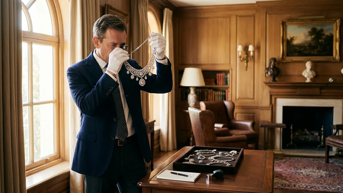 Professional appraiser examining antique items in Naples