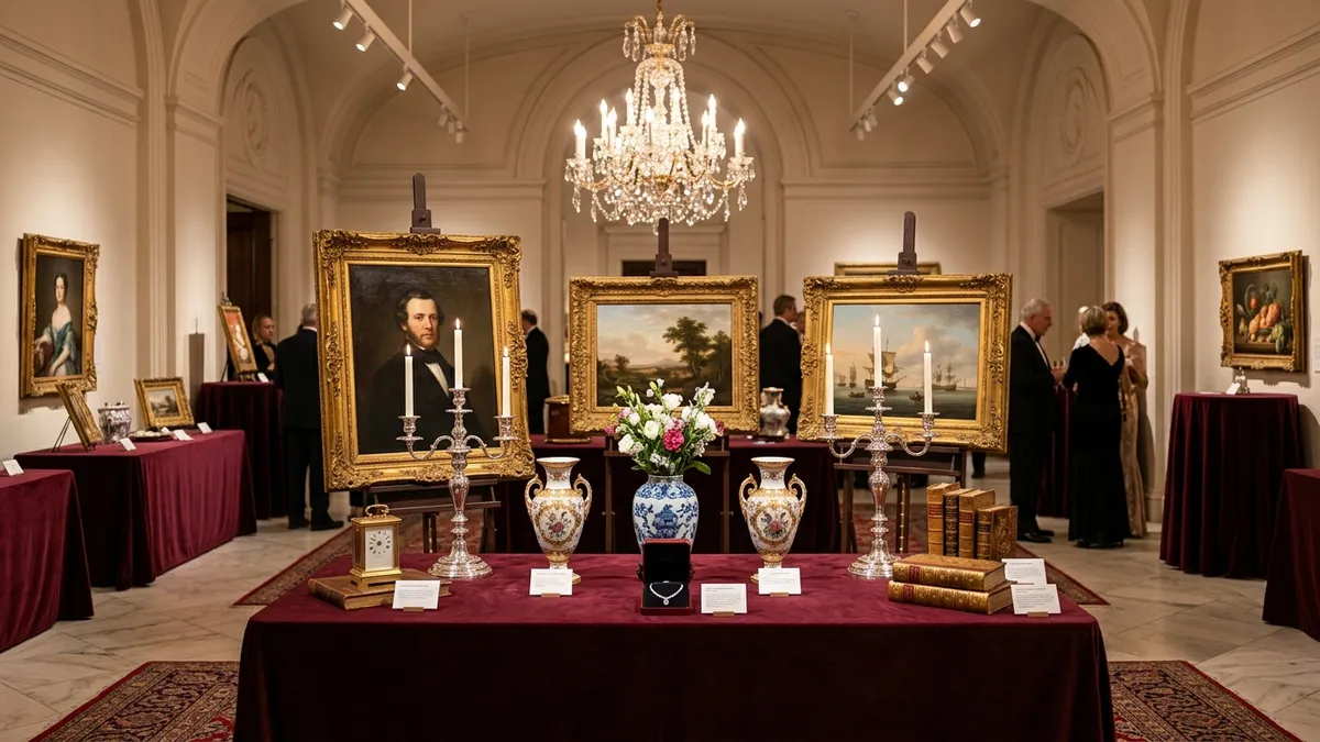 Curated estate sale items on display at auction