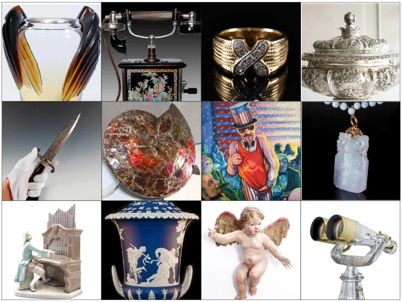 Fort Lauderdale art appraiser reviewing items for auction consignment