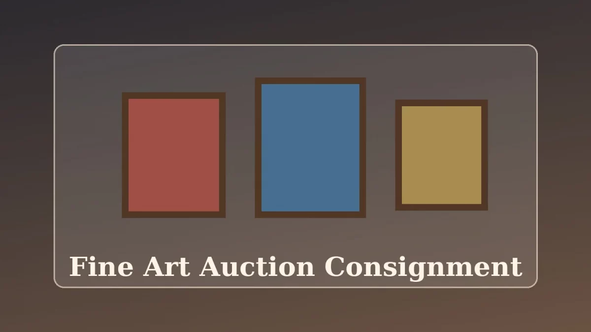 Fine art auction consignment with framed artwork in gallery