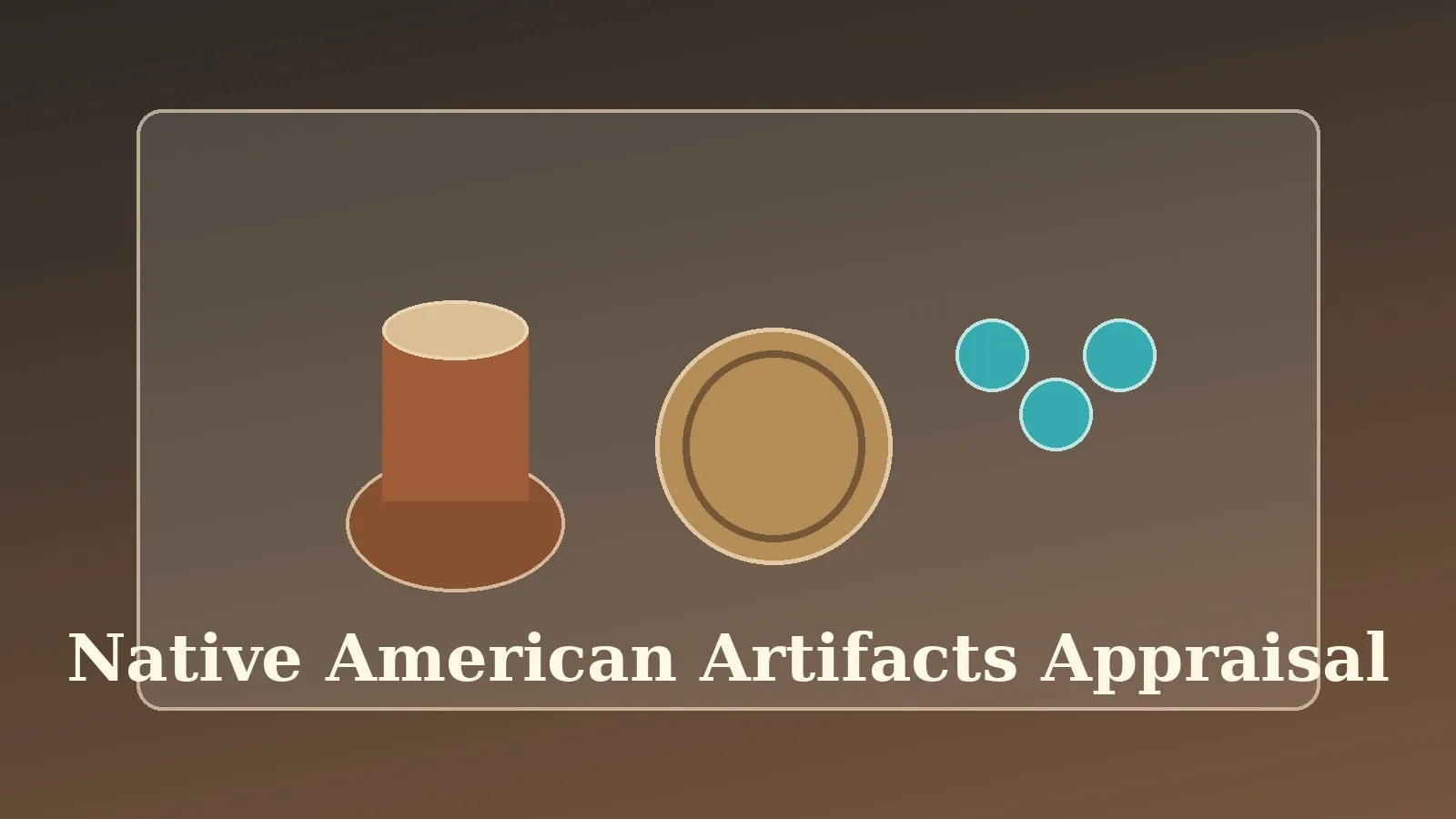 Native American pottery basketry and turquoise jewelry arranged for appraisal