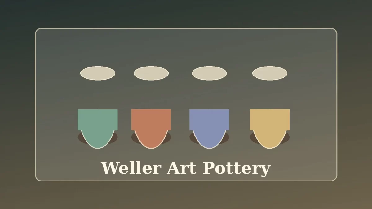 Weller pottery collection with art pottery vases and marks