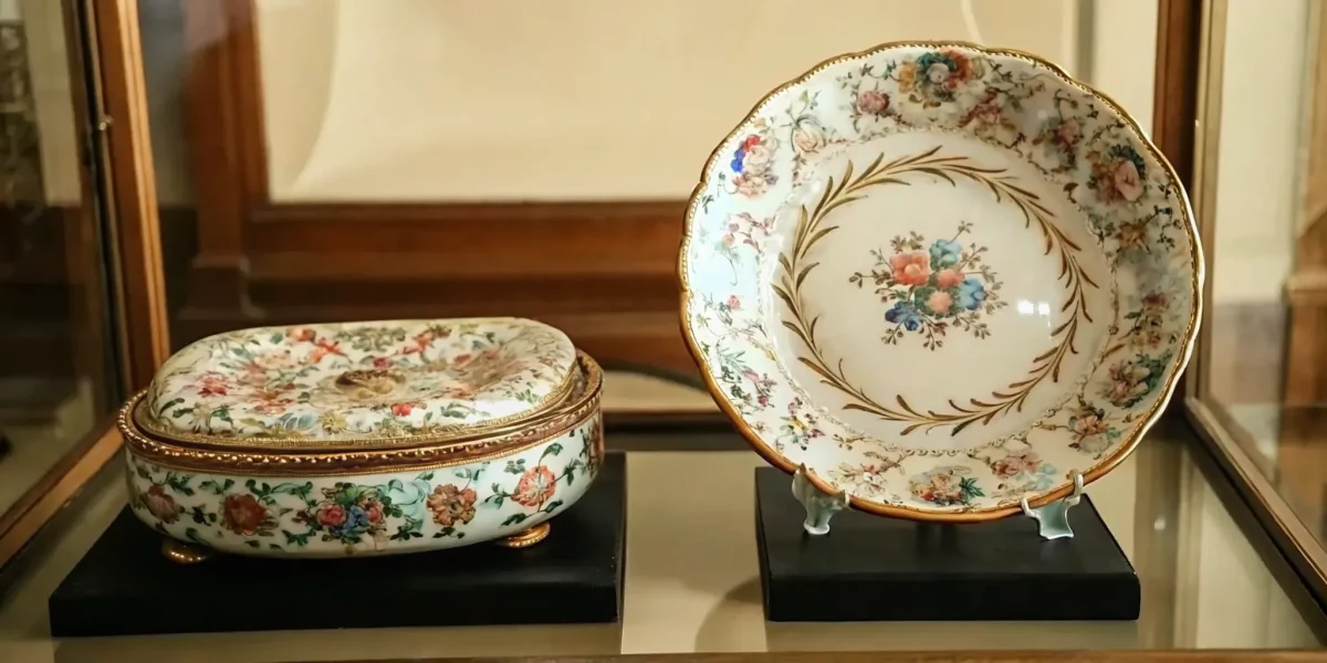 Antique Limoges porcelain plate and decorated box
