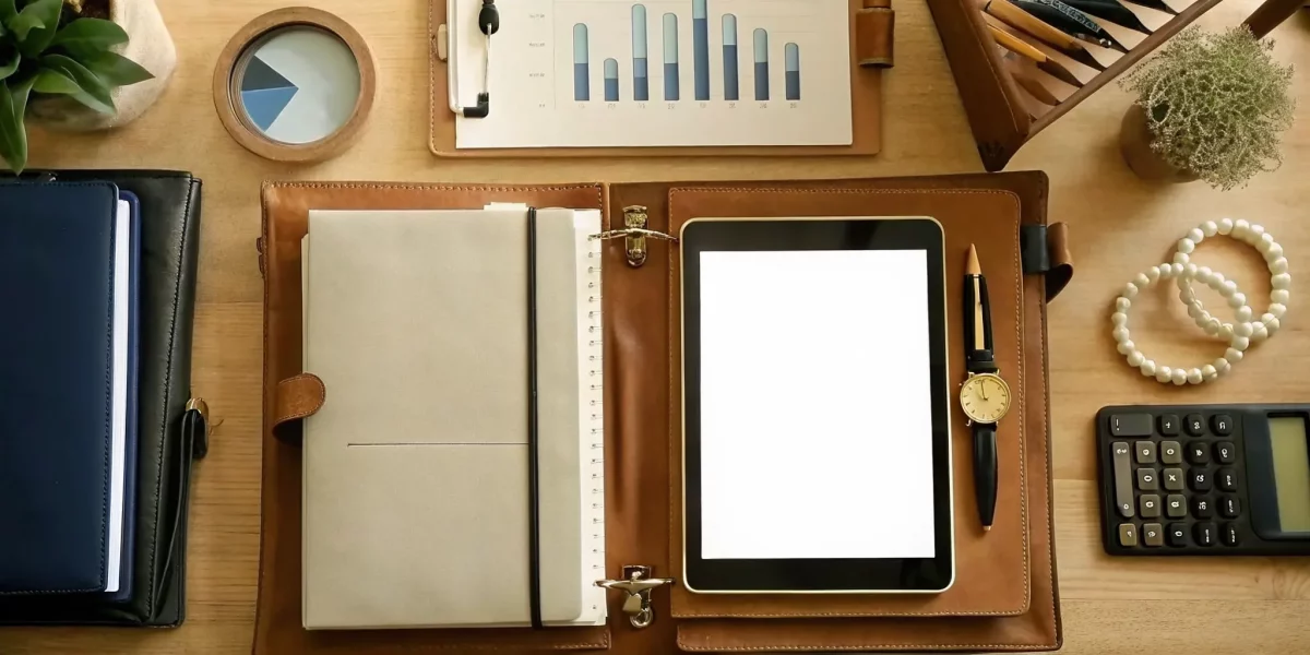 Executor's desk with documents and a calculator for planning an estate liquidation.