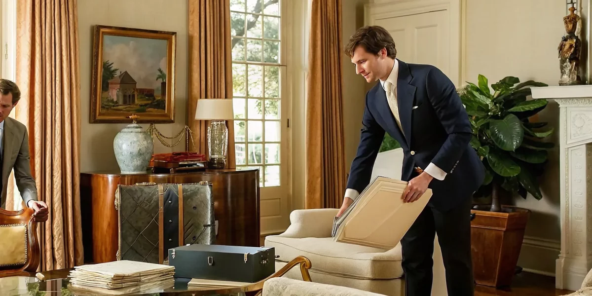 Estate liquidation experts assessing valuables in an Orlando home.