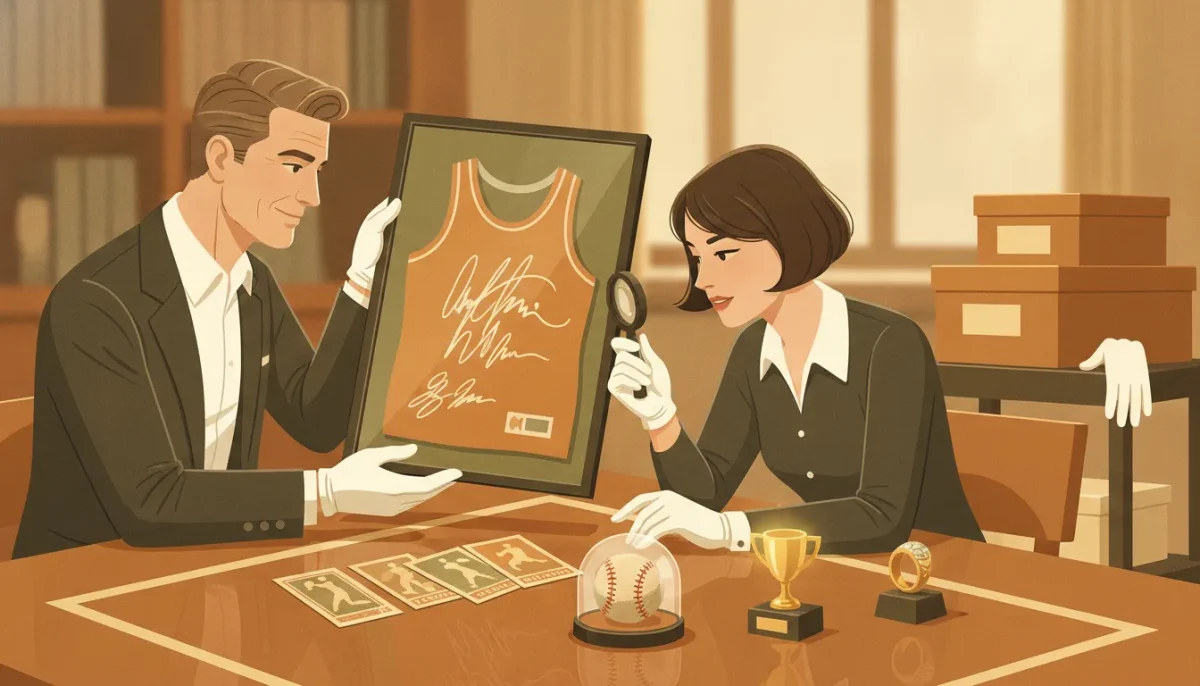 How to sell sports memorabilia with an auction specialist reviewing a collection