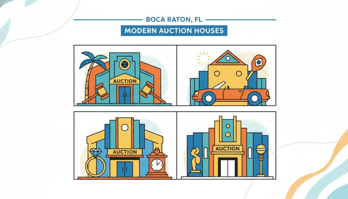 Auction houses in Boca Raton, FL featuring cars, jewelry, art, and collectibles.