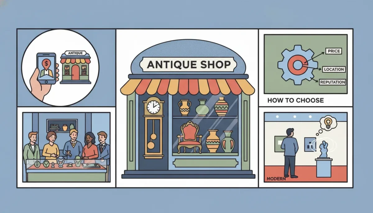 Antique shop storefront for selling antiques near me.